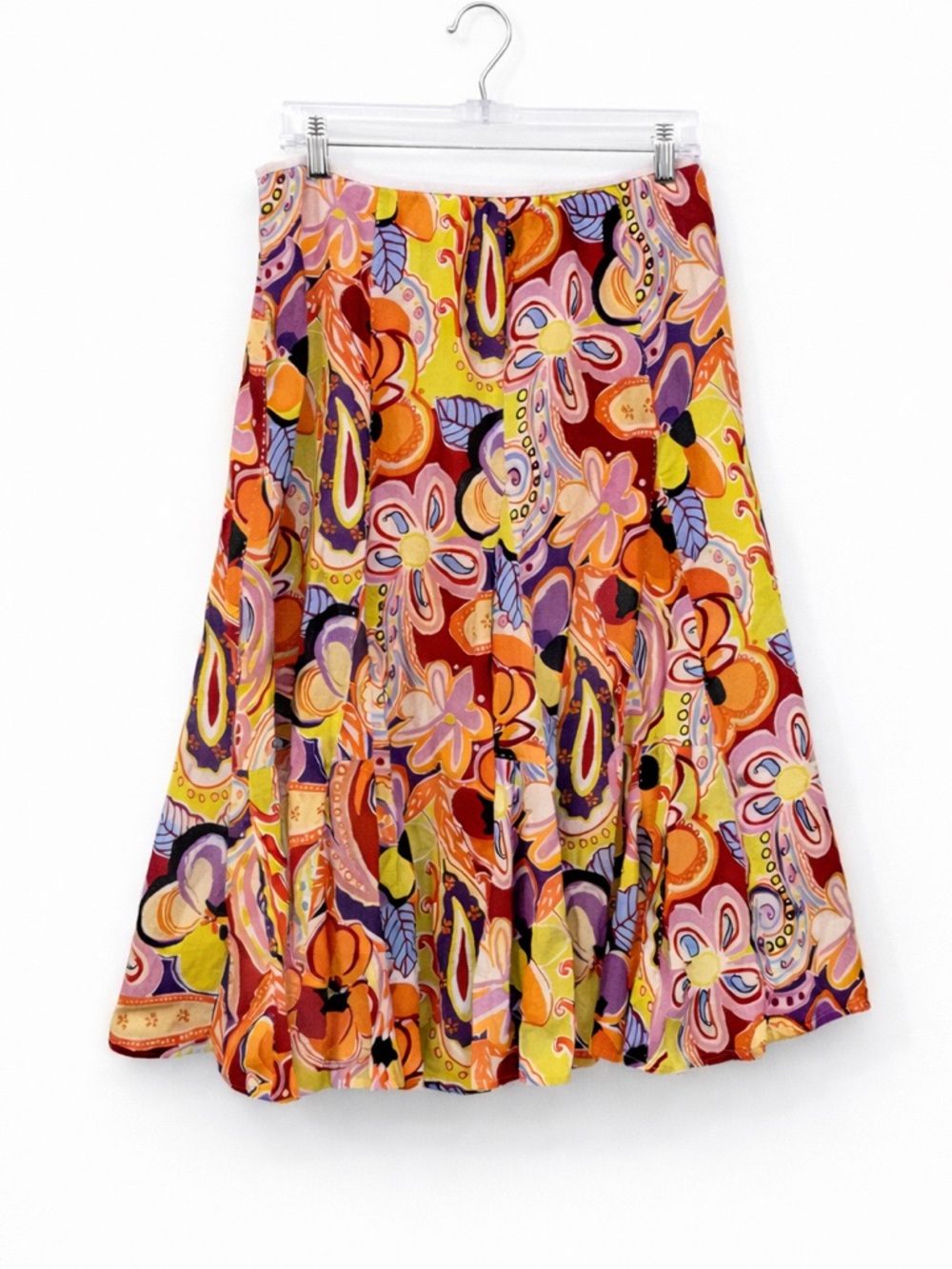 Nygard Multicolor Silk Skirt Vintage Colorful Floral Mod Midi Size Cotton Size 8